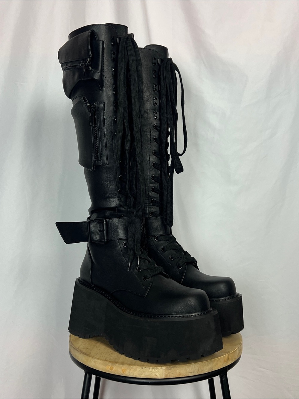 Current Mood Black Obsidian Platform Pocket Boots